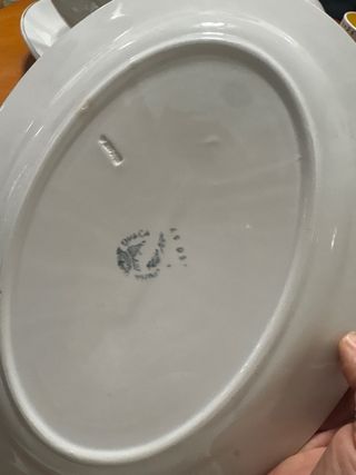 Sopera de porcelana con flores doradas