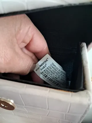 Bolso Zara beige rosa efecto piel cocodrilo