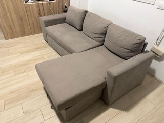 Sofá Cama Chaise Longue Tela Beige/Gris