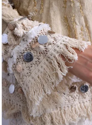 Kimono Boho Beige y Dorado