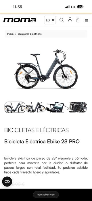 Bicicleta Eléctrica Moma Ebike 28 Pro