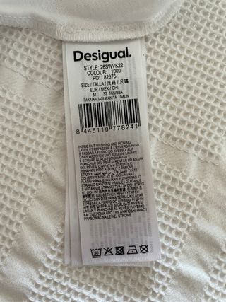 Vestido midi de tirantes, blanco, Desigual. TallaM