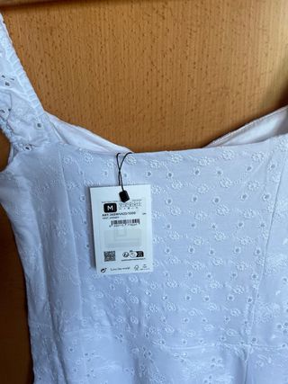 Vestido midi de tirantes, blanco, Desigual. TallaM