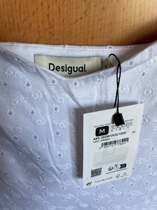 Vestido midi de tirantes, blanco, Desigual. TallaM