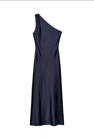 Vestido Zara Asimétrico Azul Marino
