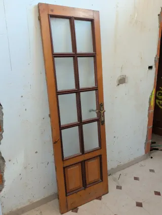 Puerta antigua madera acristalada 3