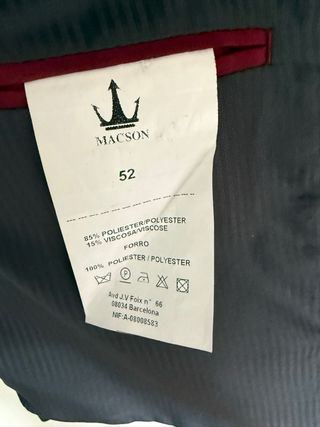 Traje cruzado Macson gris caballero, con cuadros.