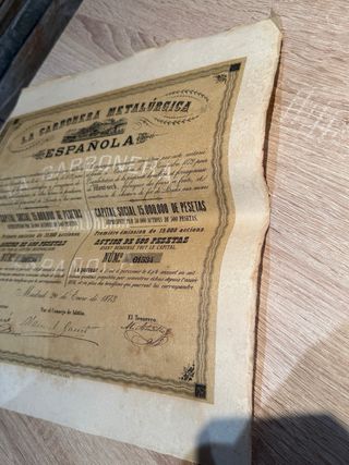 Acción La Carbonera Metalúrgica Española