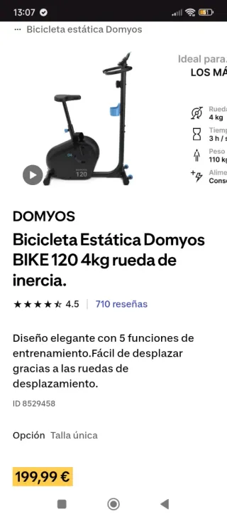 Bicicleta Estática Domyos Bike 120