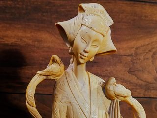 2 Statue h.50 cm. Geisha e viandante made in Japan