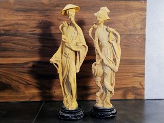 2 Statue h.50 cm. Geisha e viandante made in Japan