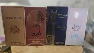 4 perfumes árabes: Aqua Pura, Asad, Barakat, Yara