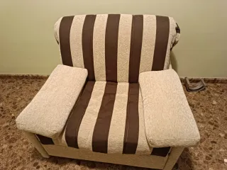 Sofá Cama Tela Beige y Marrón