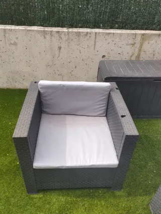 Conjunto Muebles Jardín Ratán Gris