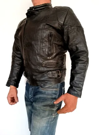 Chaqueta de motorista cuero auténtico S Medidas