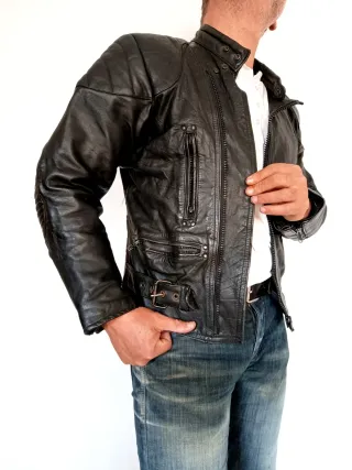 Chaqueta de motorista cuero auténtico S Medidas