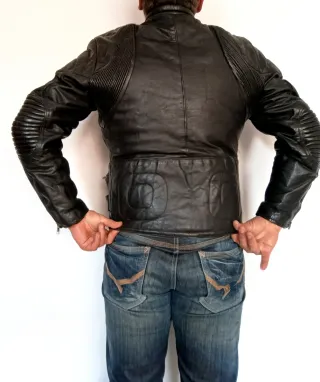 Chaqueta de motorista cuero auténtico S Medidas