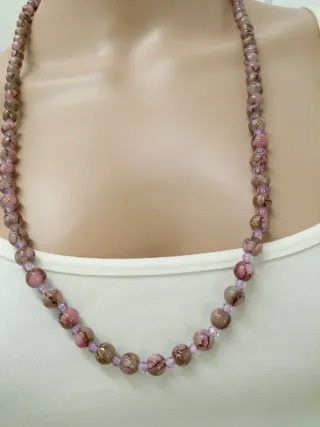 Collana Bocarol perle porcellana rosa e viola