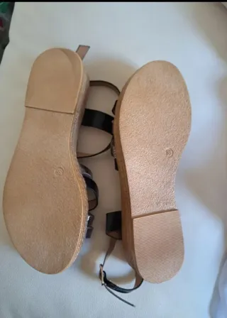 Sandalias Talla 38 Negro y Plata
