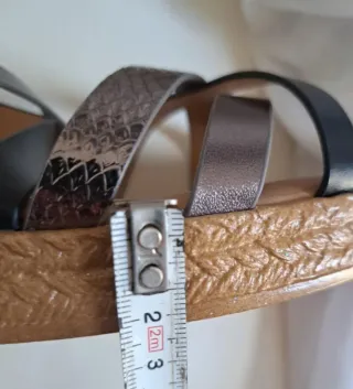 Sandalias Talla 38 Negro y Plata