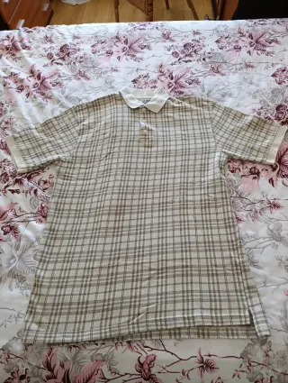 Polo FORE M xadrez bege e castanho