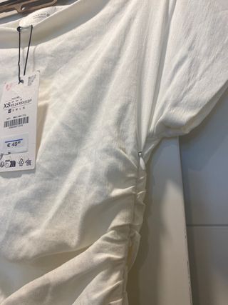Vestido Zara drapeado blanco Talla XS