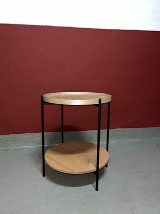 Mesilla de noche redonda madera y metal