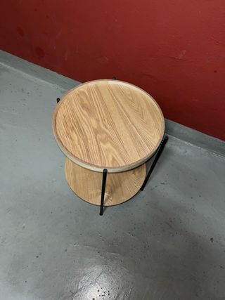 Mesilla de noche redonda madera y metal