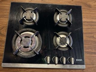 Encimera Gas Svan 4 Fuegos Cristal Negro