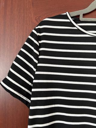 Vestido midi rayas blanco y negro