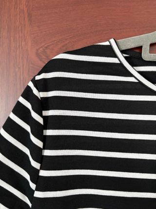 Vestido midi rayas blanco y negro