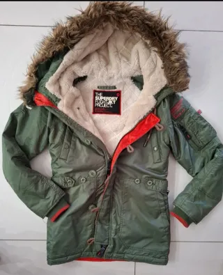 Abrigo Superdry SD3 Mujer XXS Verde y roja