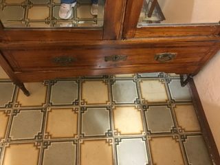 Armario antiguo madera marquetería espejo