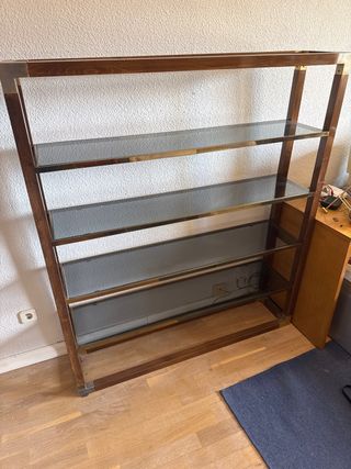 Estantería madera, cristal y metal