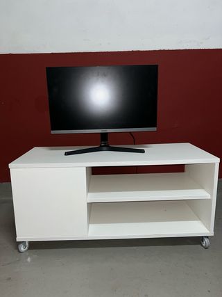 Mueble TV con ruedas blanco