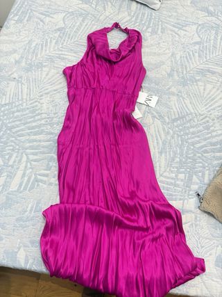Vestido largo Zara rosa talla M