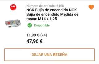 4 Bujías NGK 6458 PFR6Q  Laser Platinum Audi 1.8 T