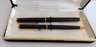 Juego Vintage Inoxcrom Pluma y Bolígrafo Negro