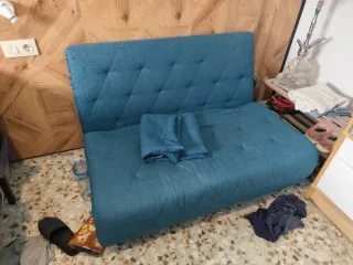 Sofá cama 2 plazas azul