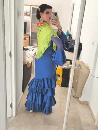 Vestido Flamenca Lycra Azul Sin Estrenar