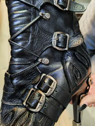 Botas New Rock Punk Cuero Negro y Plata