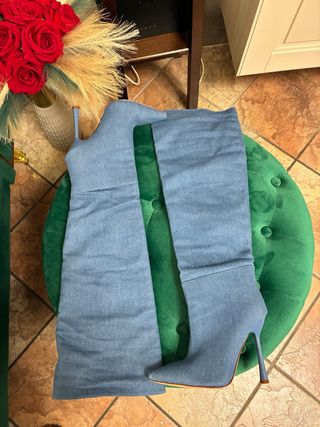Stivali alti in denim blu