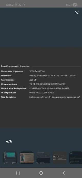Portátil Toshiba Windows 10 Office