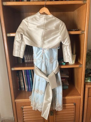 Vestido de ceremonia azul y dorado Talla 40