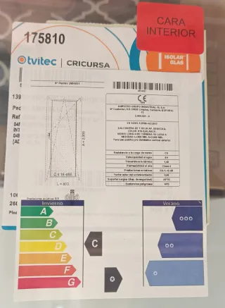 Puerta Balconera PVC VEKA SOFTLINE 800mm x 2000mm