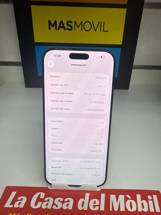 iPhone 16 Pro Max 256GB Negro como nuevo