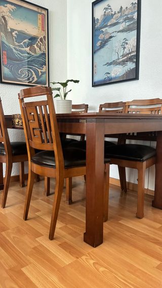 Sillas de comedor de madera y cuero