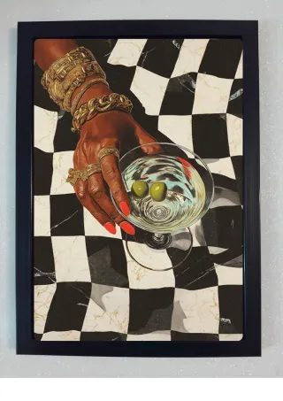 Quadro con dettagli oro e nero