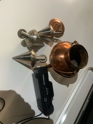 Lote antiguo: Cámara Canon y Cazo Cobre