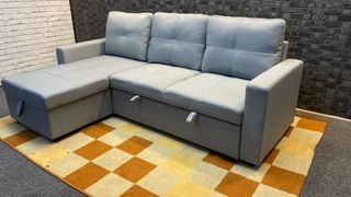 Sofá Pau Gris Claro Moderno de Tela de 3 Plazas